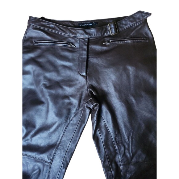 Industry Y2K Mid-Rise Soft Leather Flare Pants Womens 10 Brown Dark Academia - Picture 2 of 8